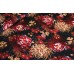 10cm Chiffon Crepe´mit Chrysanthemenblüten schwarz/bordo/ocker  (Grundpreis € 10,00/m) 